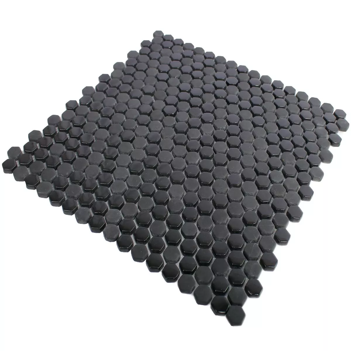 Mosaïque En Verre Carrelage Brockway Hexagone Eco Noir