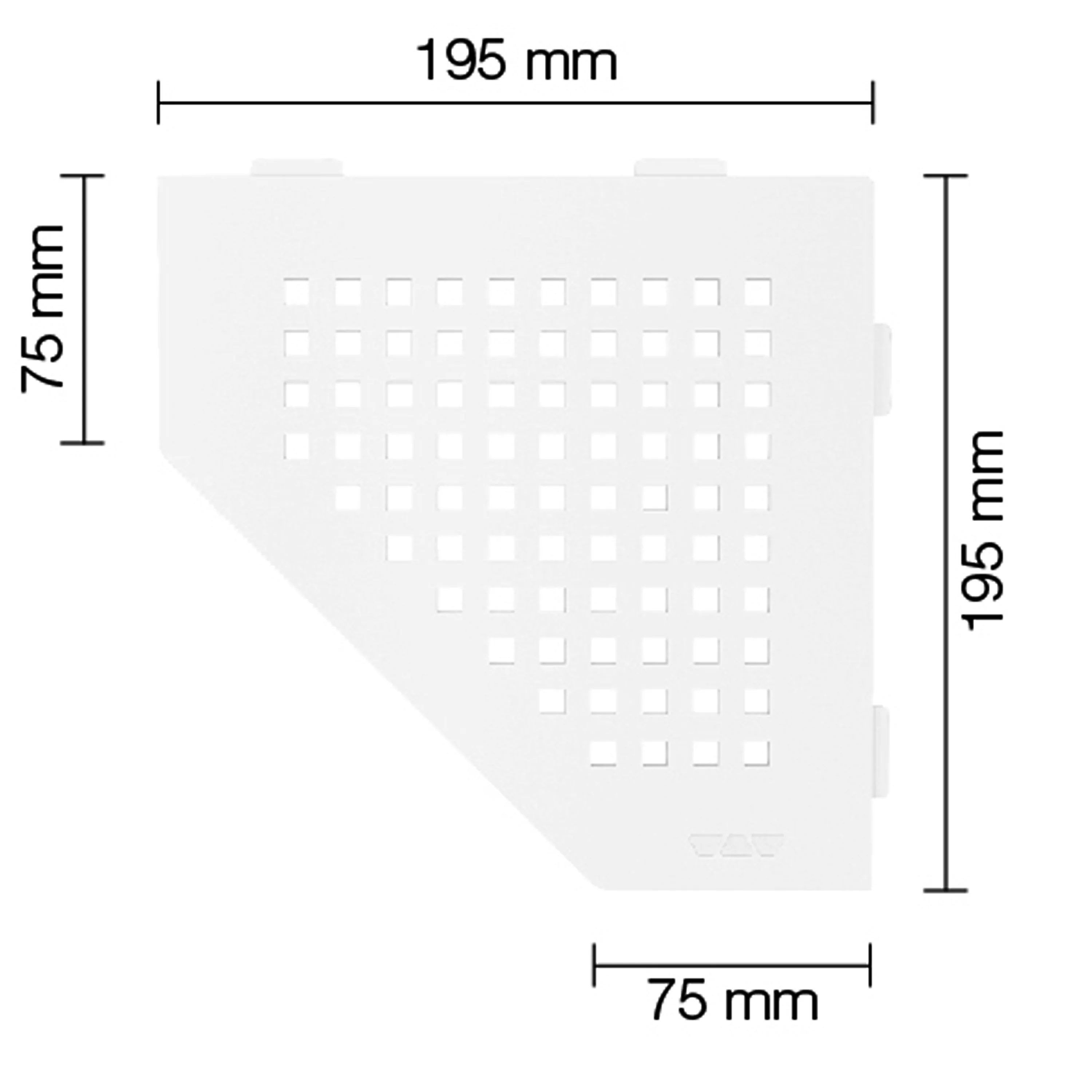 Wandplank doucheplank Schlüter 5eck 19,5x19,5cm vierkant wit