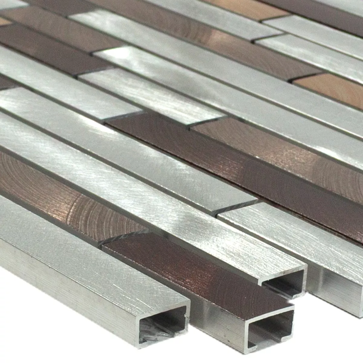 Aluminium Métal Mosaïque Carrelage Caramella Brun Argent