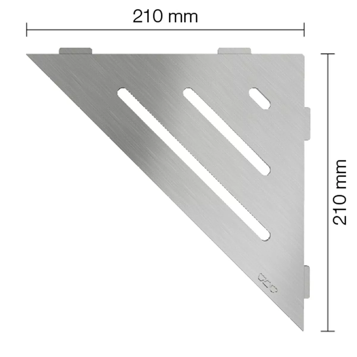 Wandplank doucheplank Schlüter driehoek 21x21cm Wave RVS