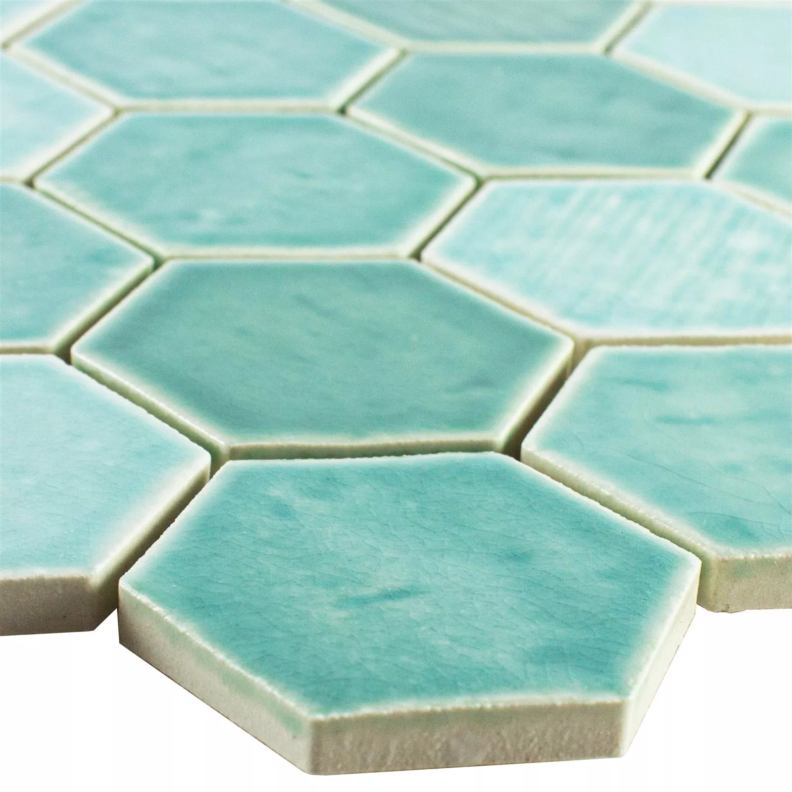 Céramique Mosaïque Carrelage Roseburg Hexagone Brillant Turquoise Céramique Mosaïque Carrelage Roseburg Hexagone Brillant Turquoise