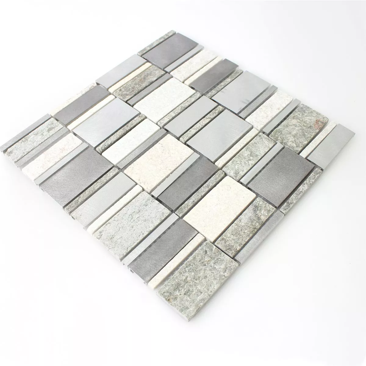 Mozaïektegel Kwartsiet Aluminium Zilver Mix
