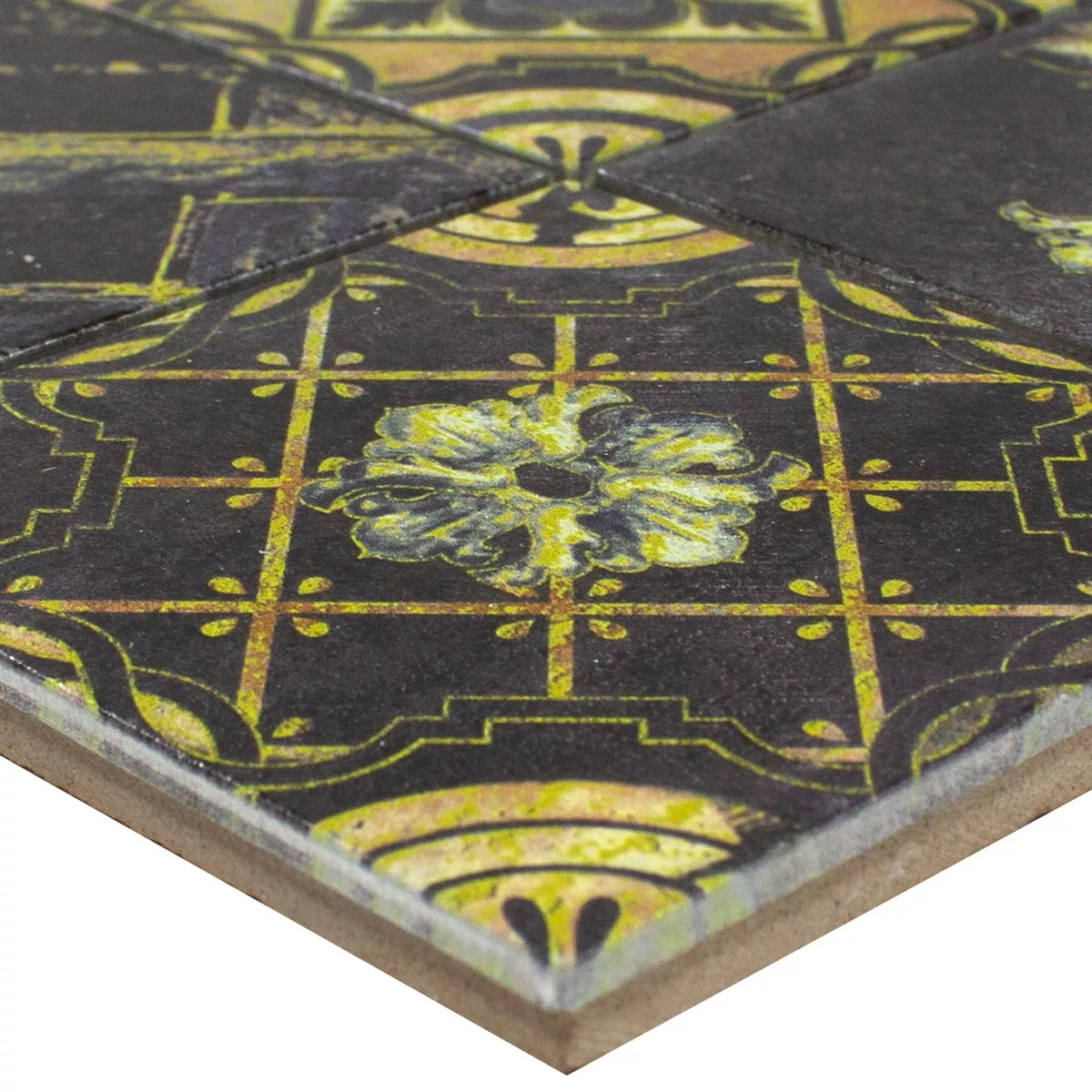 Mosaikfliesen Aspendos Schwarz Gold