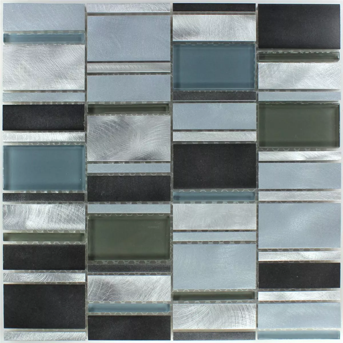 Mosaïque Verre Aluminium Bleu Mix