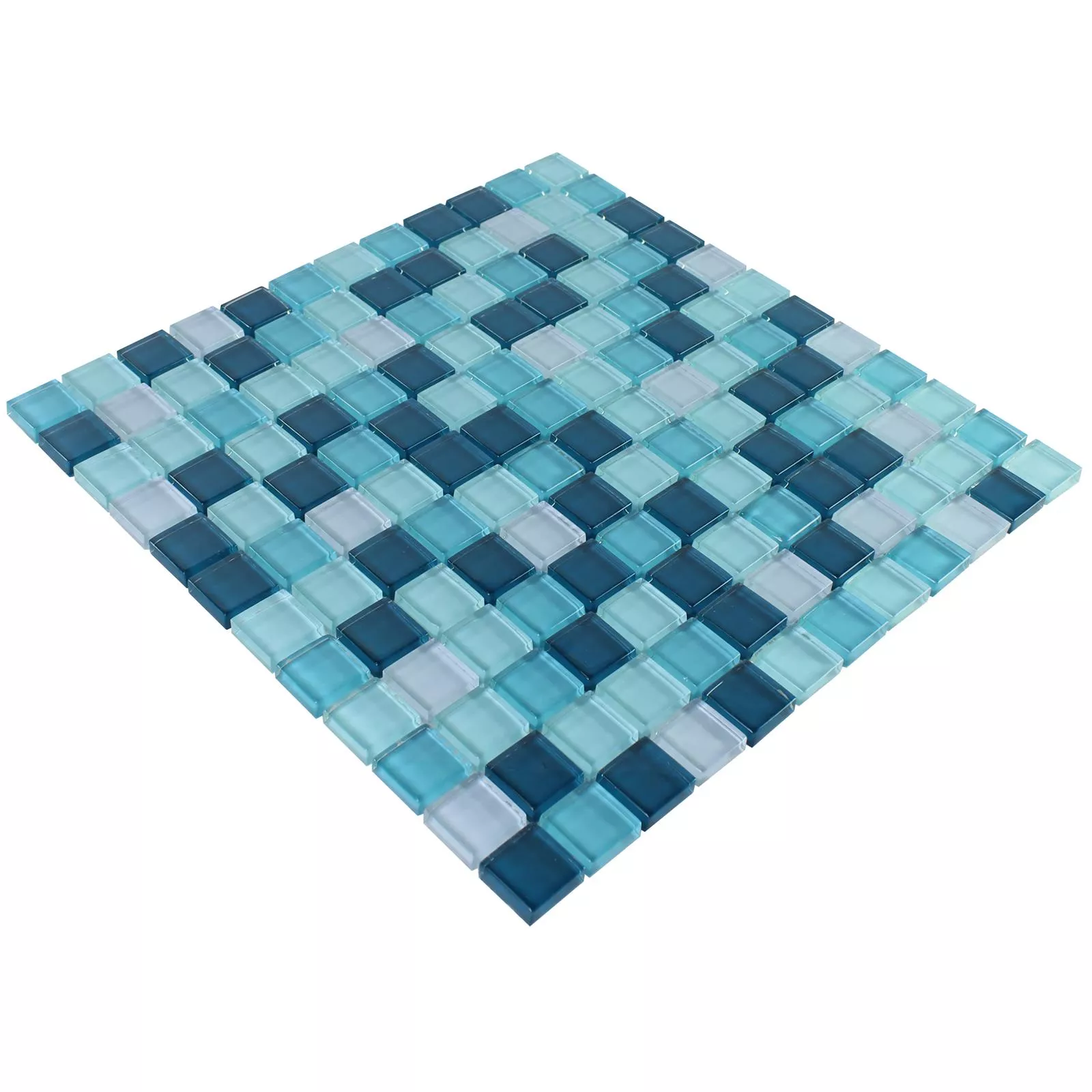 Sample Glasmozaïek Tegels Palikir Blauw Groen Mix