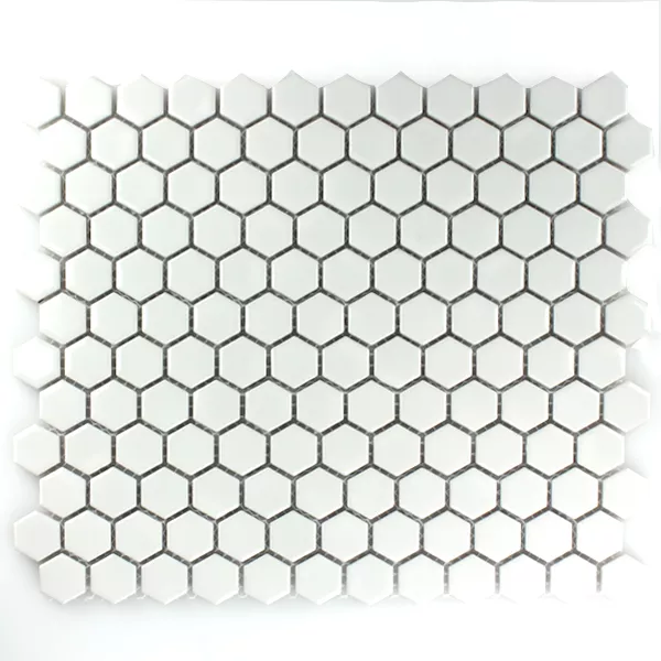 Mosaïque Céramique Hexagon Blanc Brillant H23