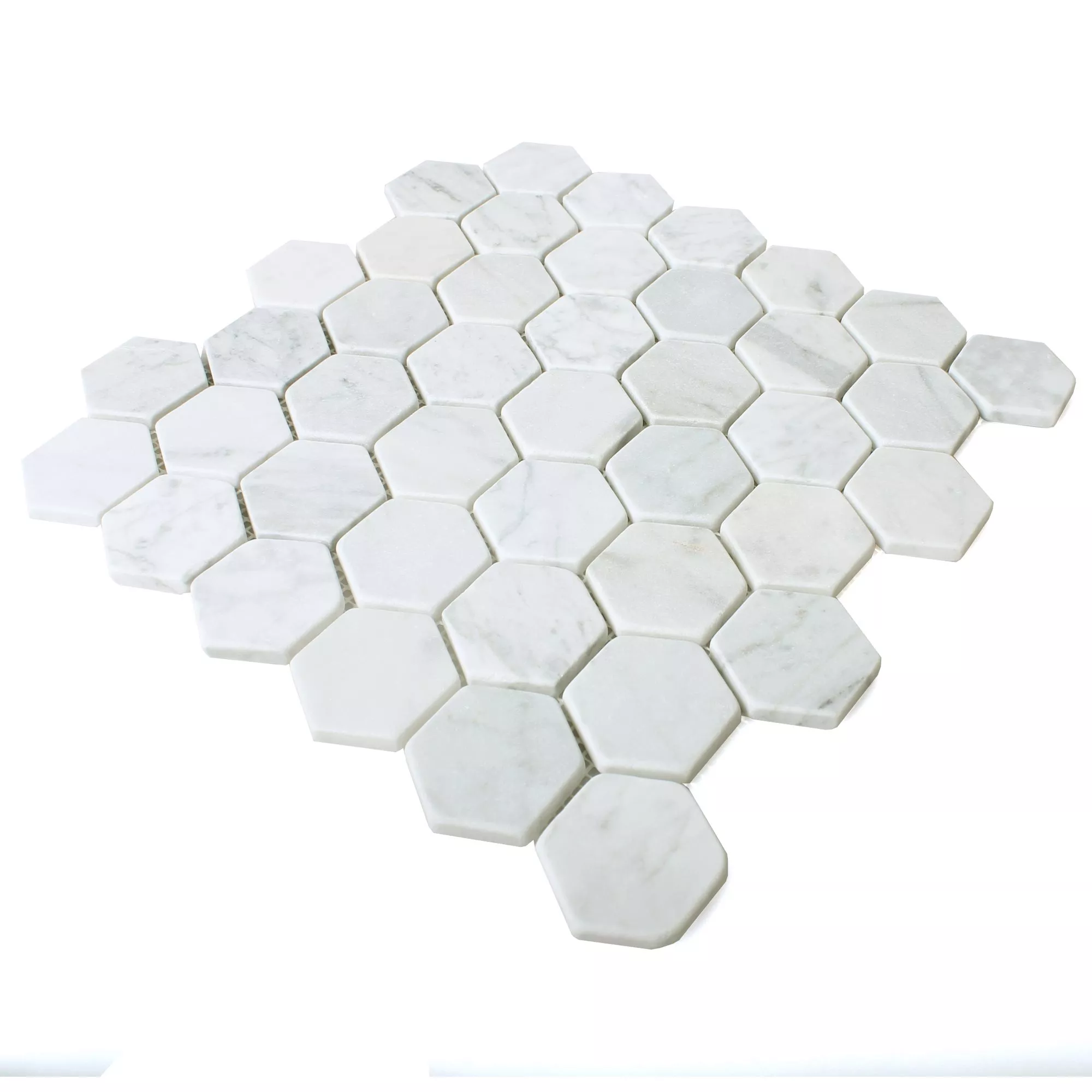 Sample Mozaïektegel Marmer Wutach Hexagon Wit Carrara