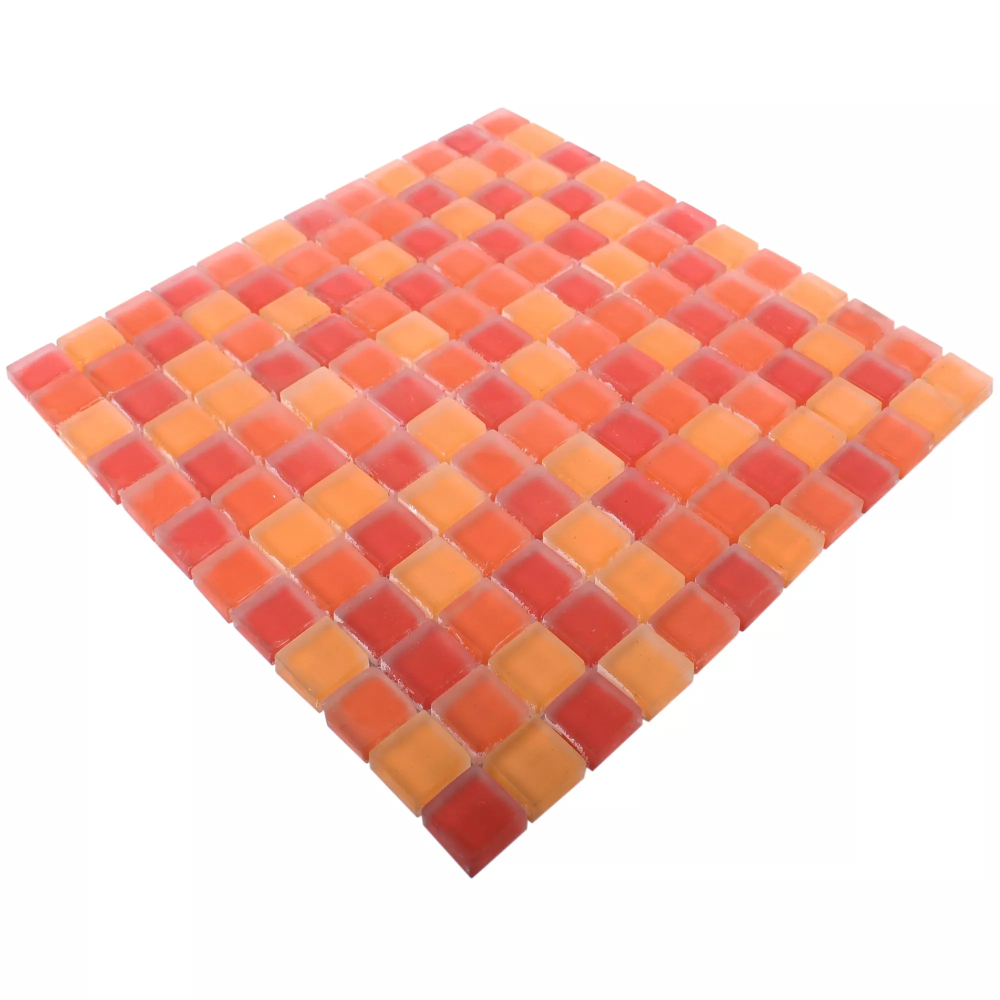 Échantillon Mosaïque En Verre Carrelage Blossom Rouge Orange Mix Mat