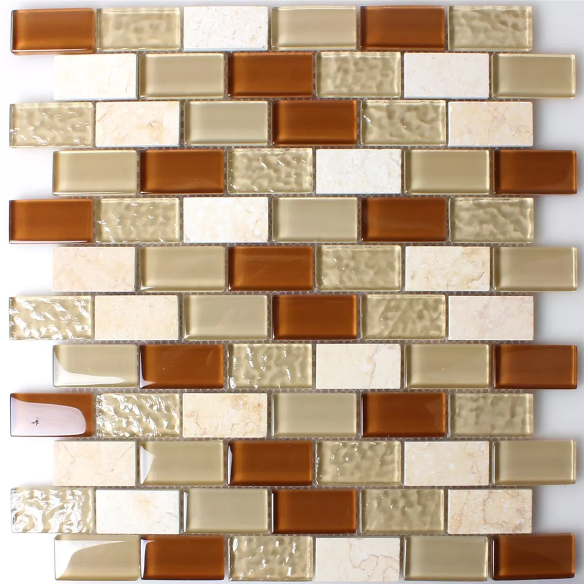 Sample Mozaïektegel Glas Marmer Beige Mix