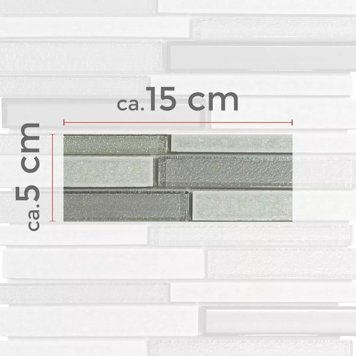 Sample Glas Natuursteen Mozaïek Kristal Springs Brick Wit