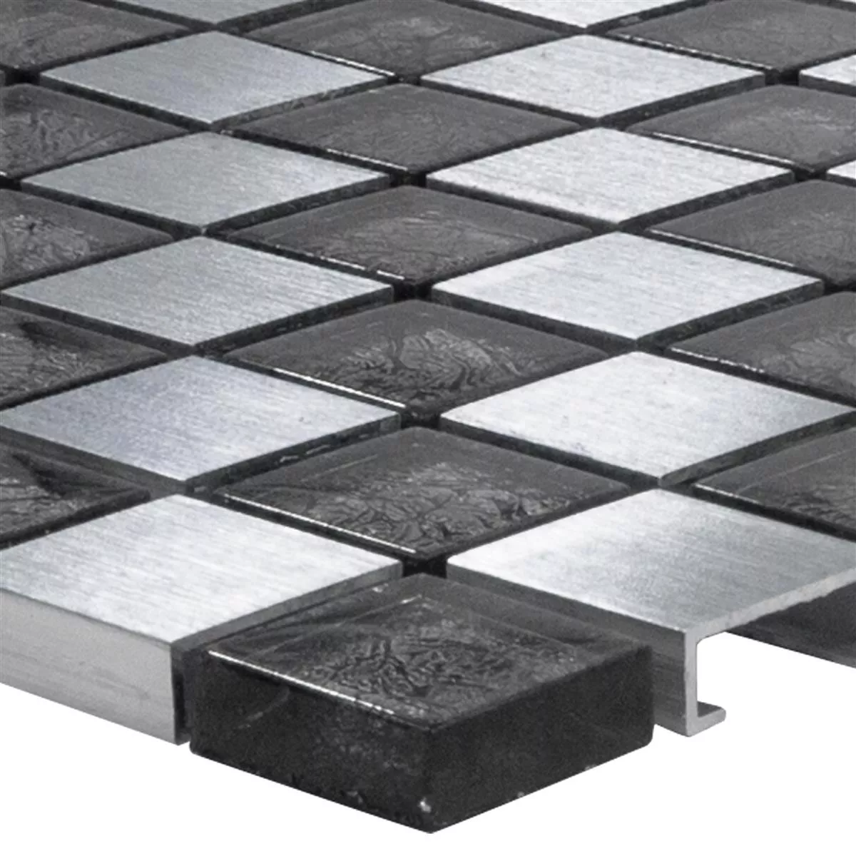 Glas Aluminium Mozaïektegel Eldorien Zilver-Grijs Glas Aluminium Mozaïektegel Eldorien Zilver-Grijs