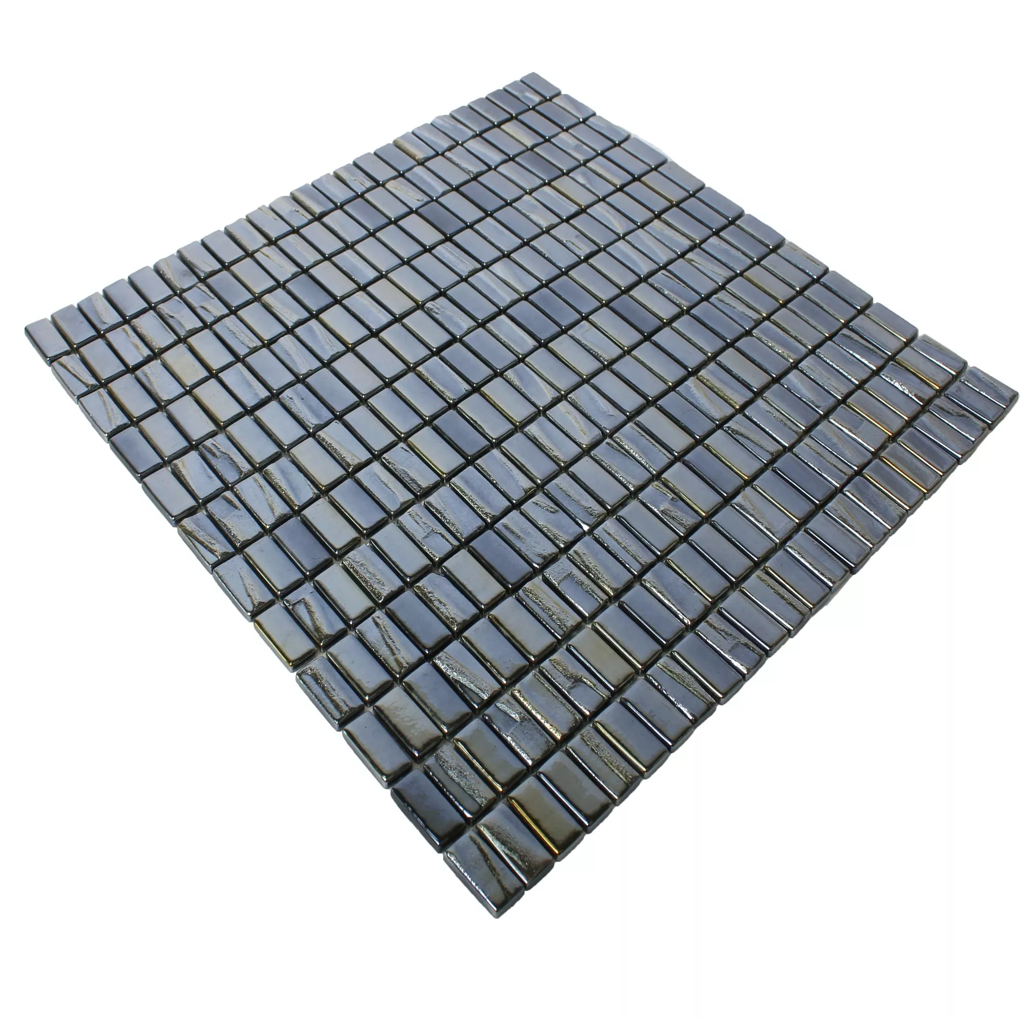 Sample Glasmozaïek Tegels Presley Zwart Metaalic Brick