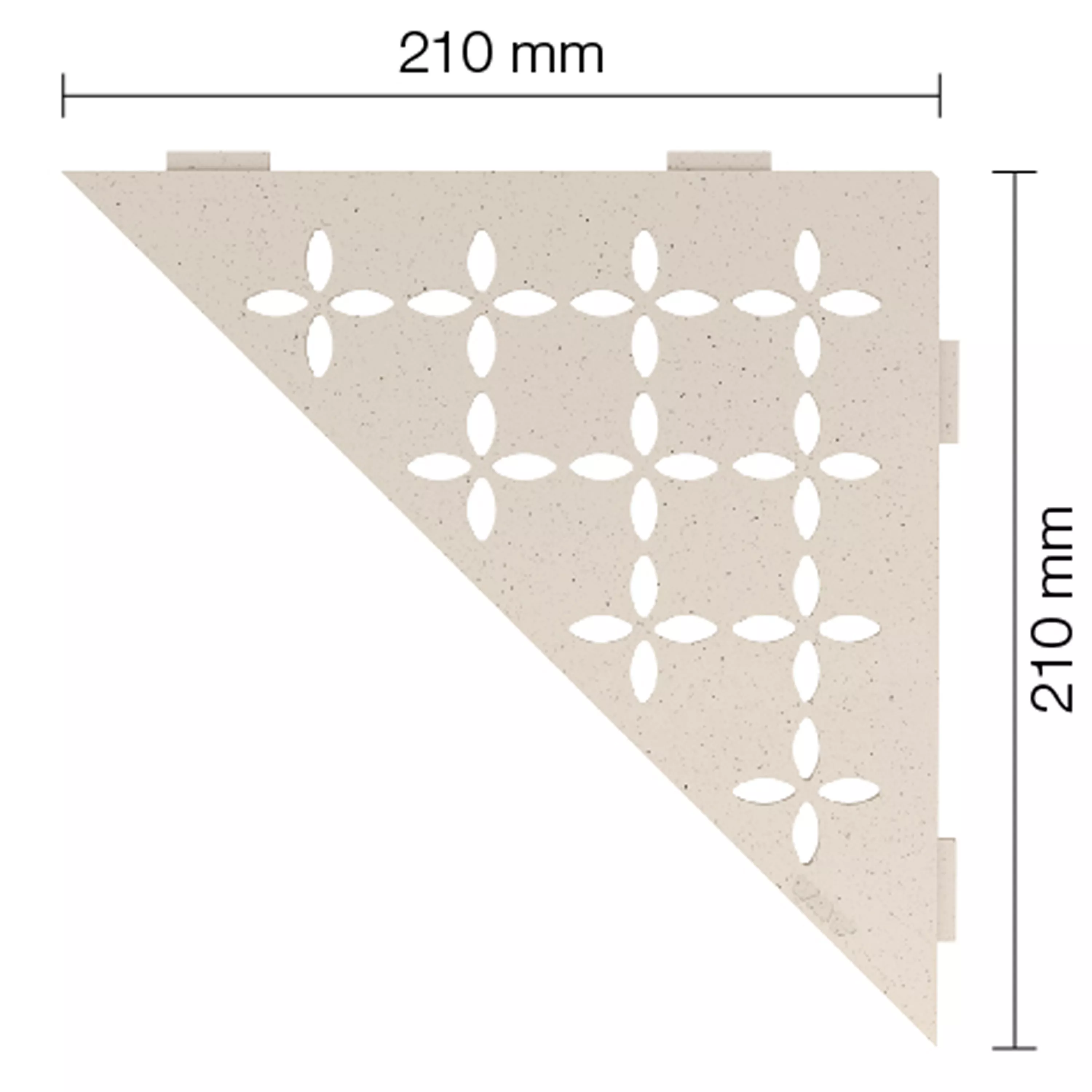 Wandplank doucheplank Schlüter driehoek 21x21cm bloemen ivoor