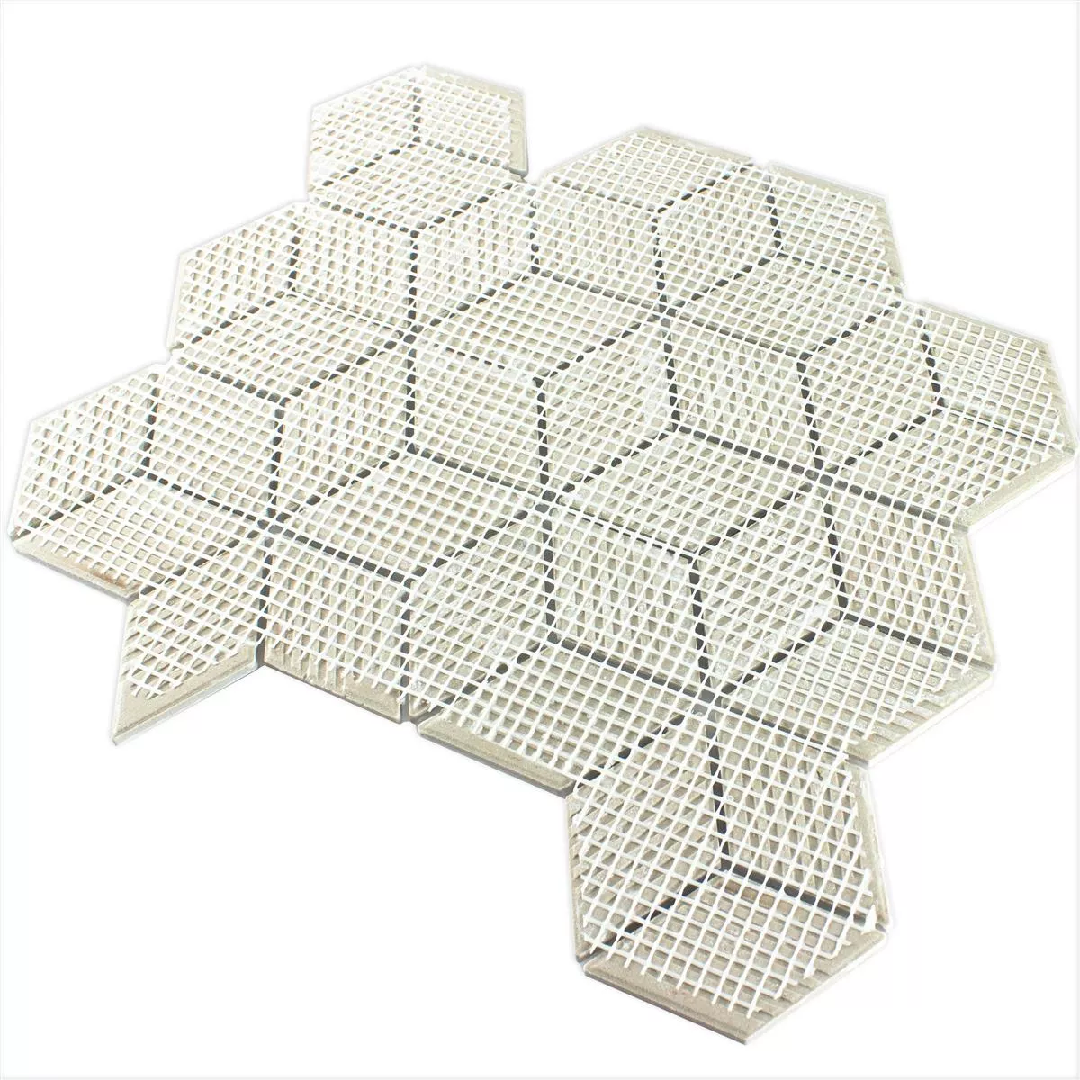 Échantillon Céramique Mosaïque Carrelage Cavalier 3D Cubes Mat Blanc