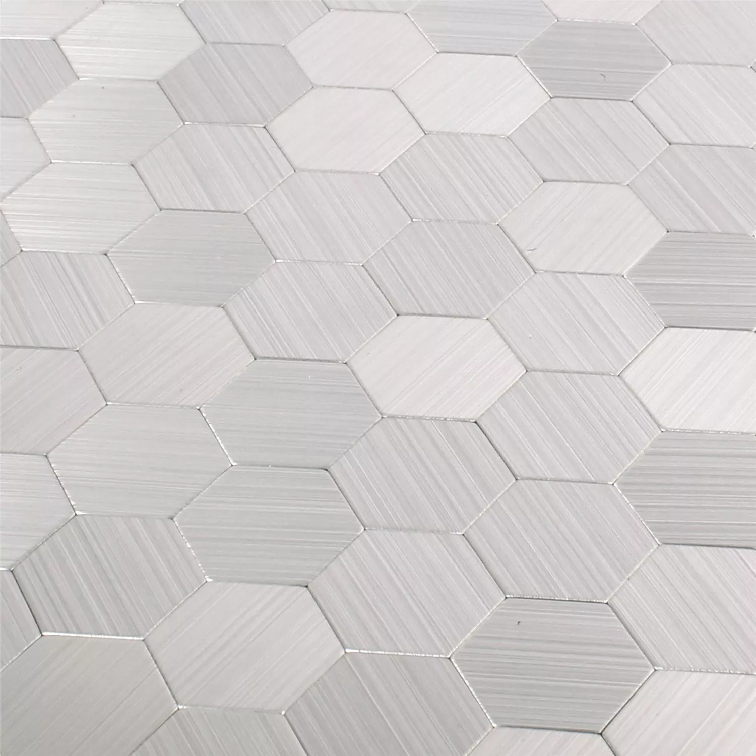 Échantillon Mosaïque Carrelage Métal Auto Adhésif Mikros Argent Hexagone