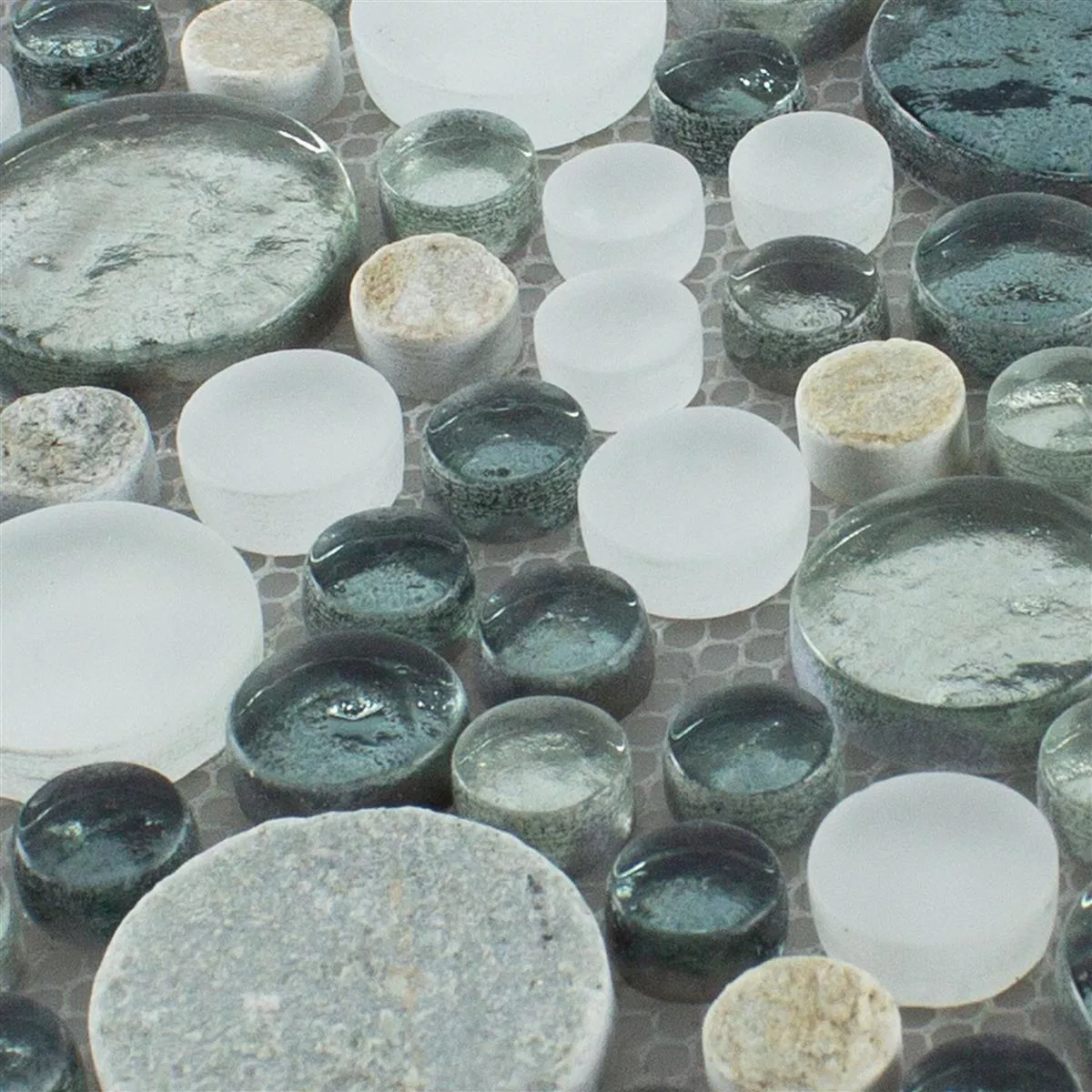 Glas Natuursteen Mozaïektegel Stonewater Grijs Blauw Mix
