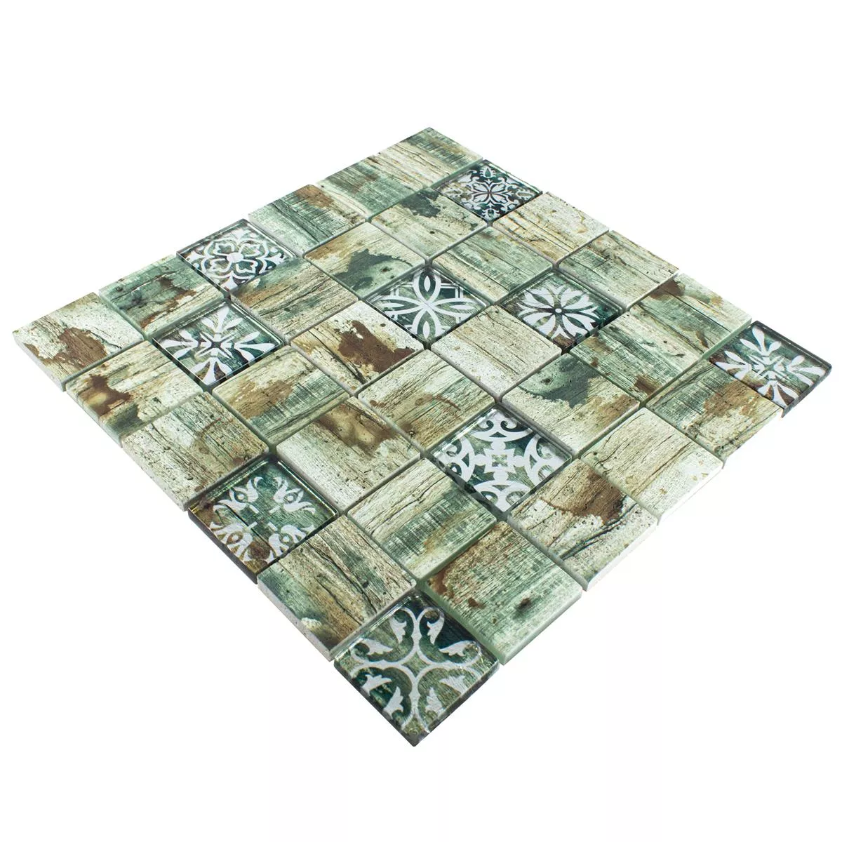 Échantillon Mosaïque En Verre Carrelage Imitation Bois Township Beige Brun Q48