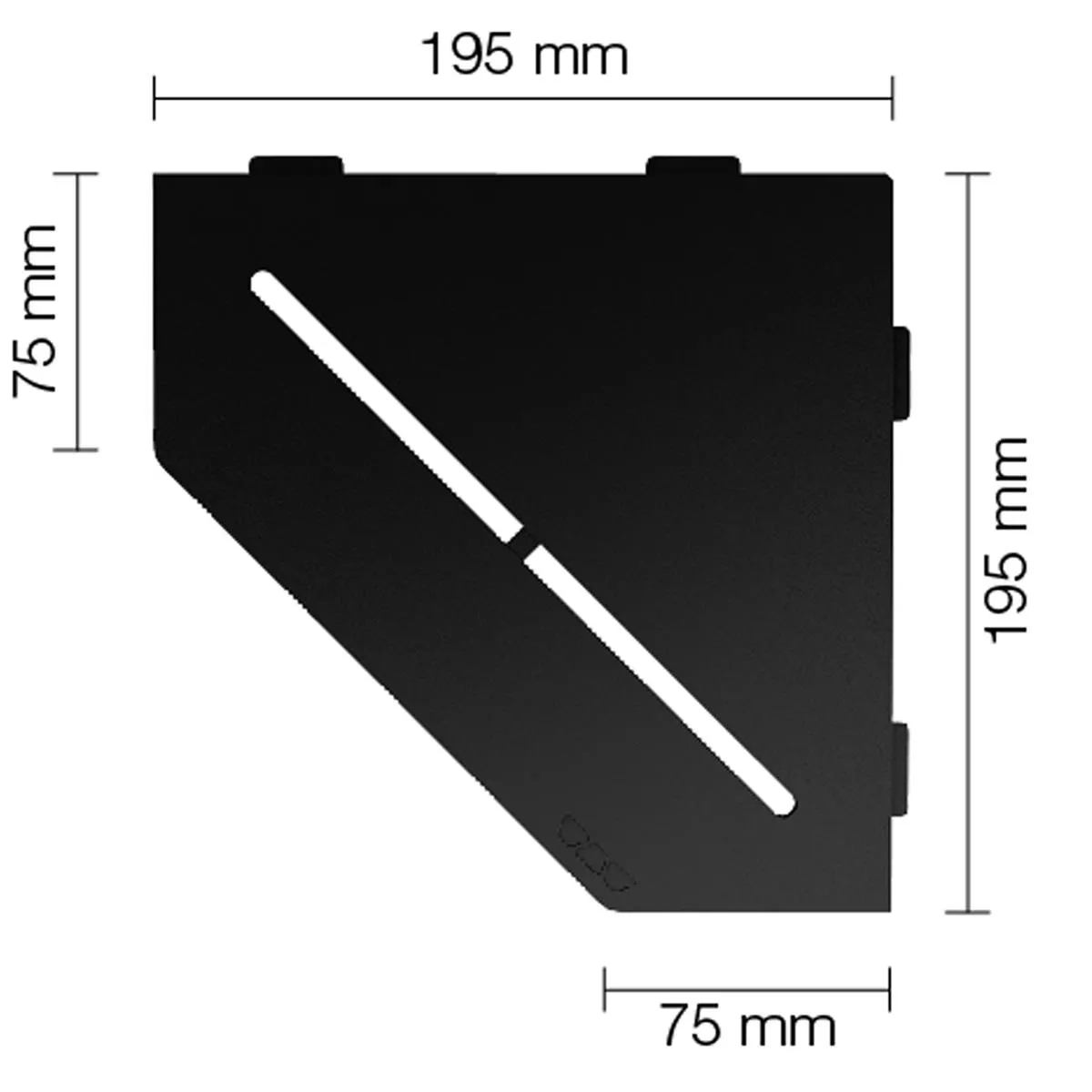 Wandplank doucheplank Schlüter 5-hoek 19,5x19,5cm Pure Graphite