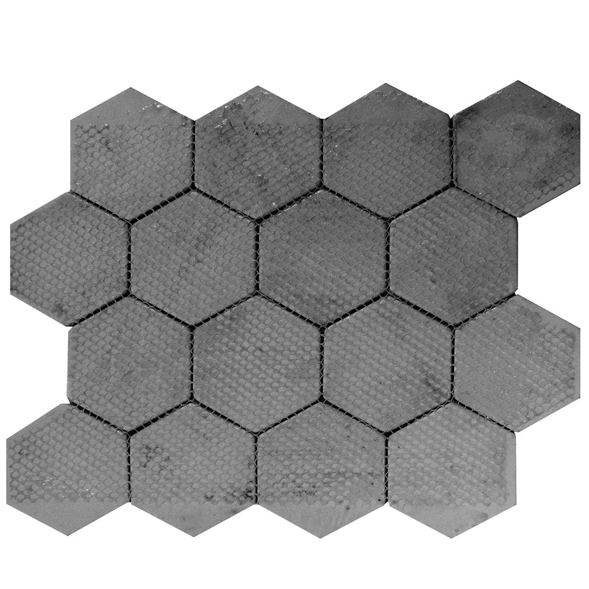 Sample Glasmozaïek Tegels Andalucia Hexagon Zwart