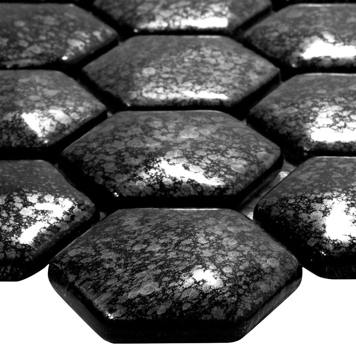 Échantillon Mosaïque En Verre Carrelage Leopard Hexagone 3D Gris