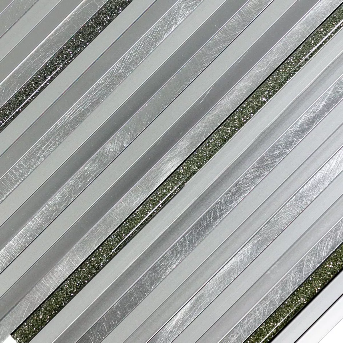 Aluminium Métal Mosaïque Carrelage Bilbao Stripes Argent
