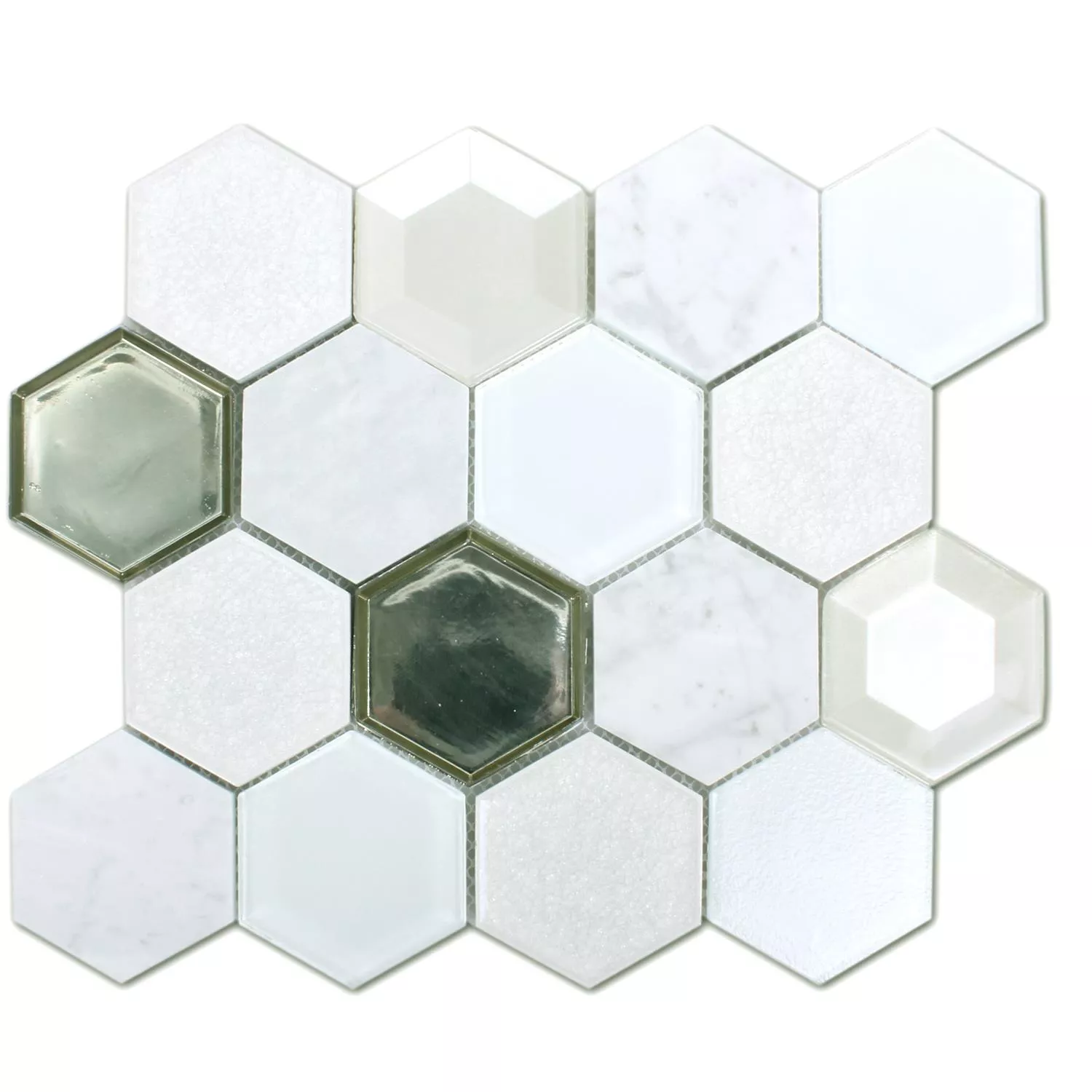 Mosaïque Concrete Verre Pierre Naturelle 3D Blanc