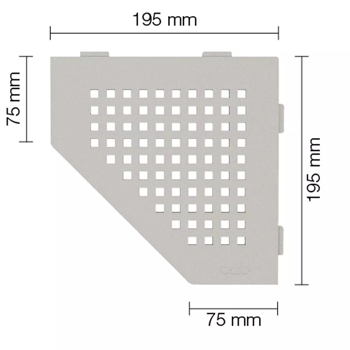 Wandplank doucheplank Schlüter 5eck 19,5x19,5cm Vierkant Beige