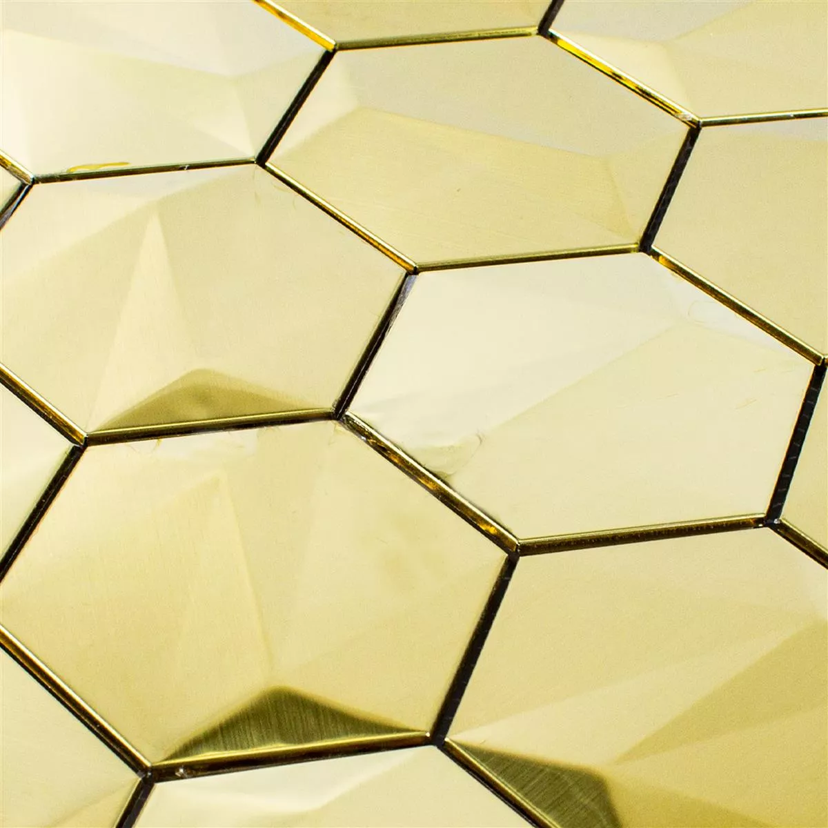 Sample Roestvrij Staal Mozaïektegel Durango Hexagon 3D Goud