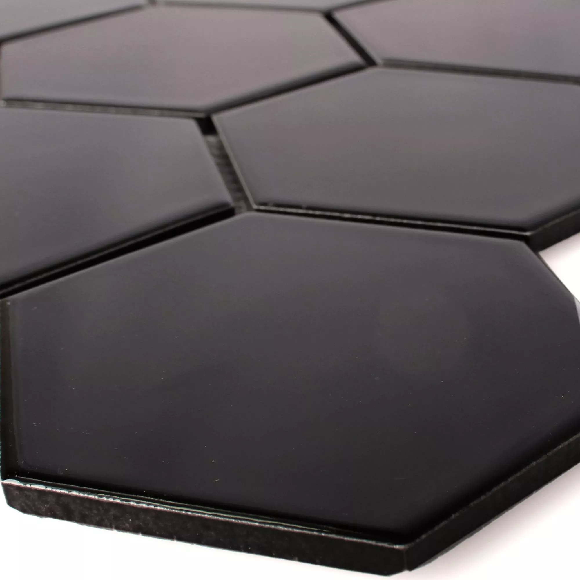 Keramiek Mozaïektegels Hexagon Salamanca Zwart Mat H95