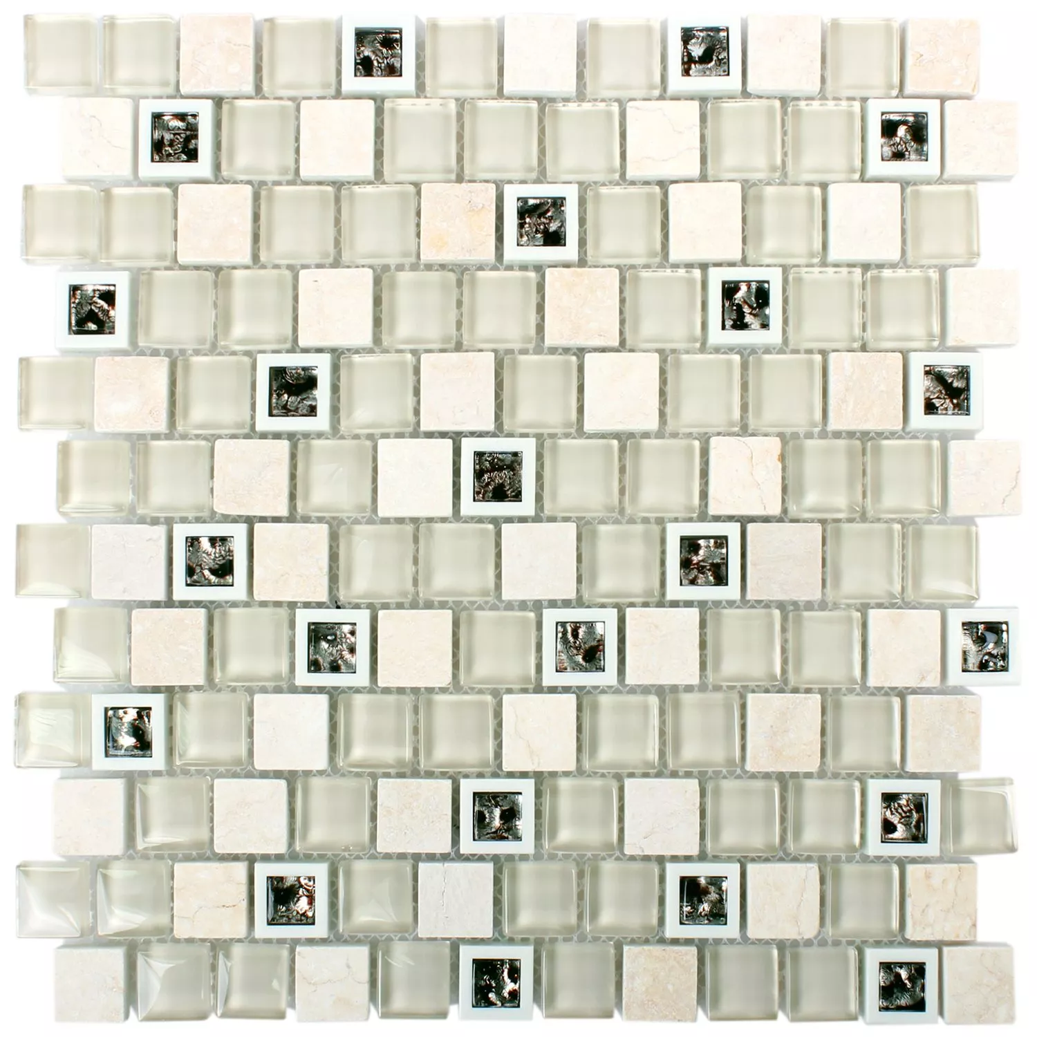 Échantillon Verre Plastique Pierre Naturelle Mosaïque Carrelage Historico Beige Mix