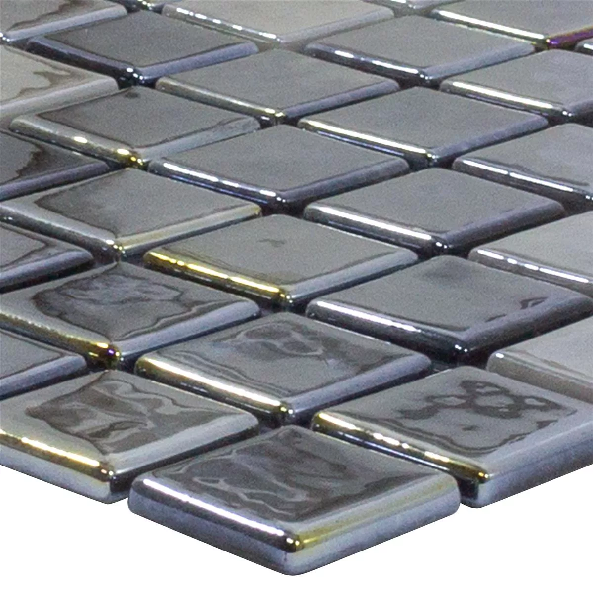 Sample Glasmozaïek Tegels Silvertown Antraciet Metallic 25x25mm