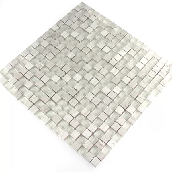 Mosaïque Verre Marbré Gris Mix 15x15x8mm