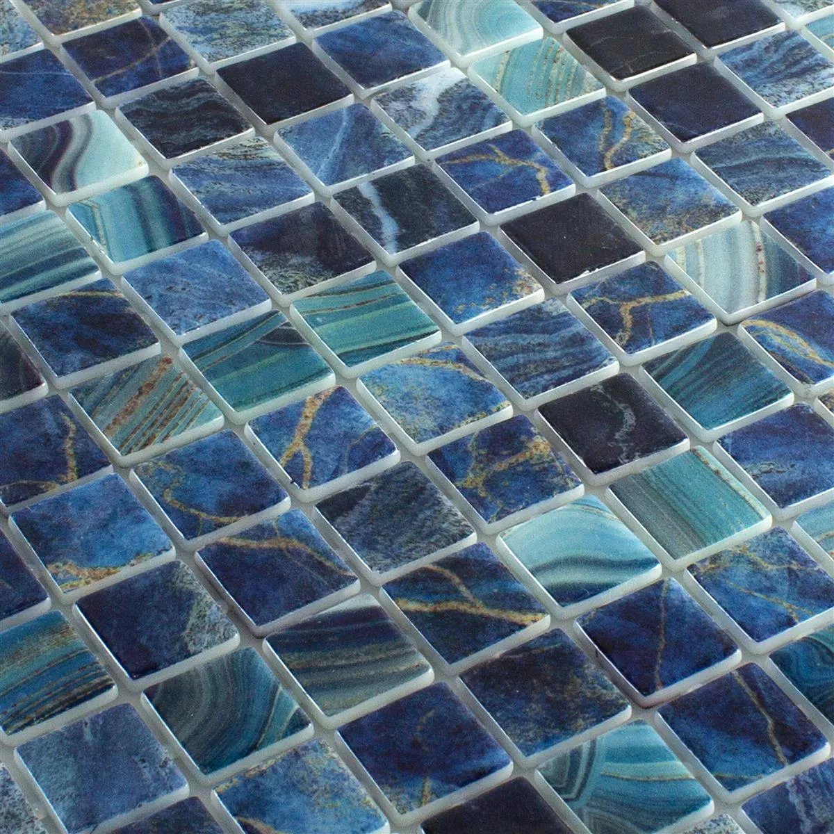 Glas Zwembad Mozaïek Baltic Blauw Turquoise 25x25mm
