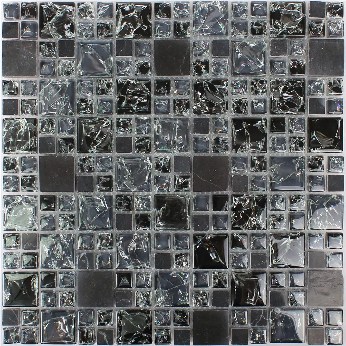 Sample Mozaïektegels Glas Natuursteen Malawi Zwart ix