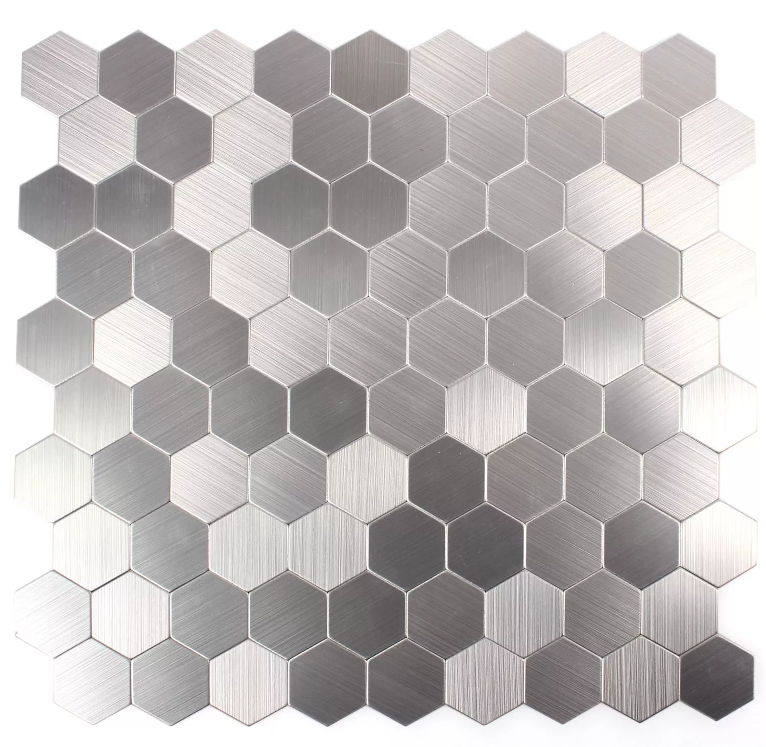 Échantillon Mosaïque Carrelage Métal Auto Adhésif Mikros Argent Hexagone