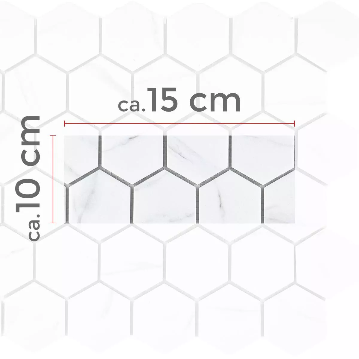 Échantillon Céramique Mosaïque Carrelage Zyrus Carrara Hexagone 