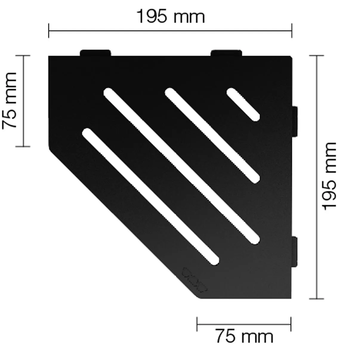 Wandplank doucheplank Schlüter 5-hoek 19,5x19,5cm Wave Grafiet