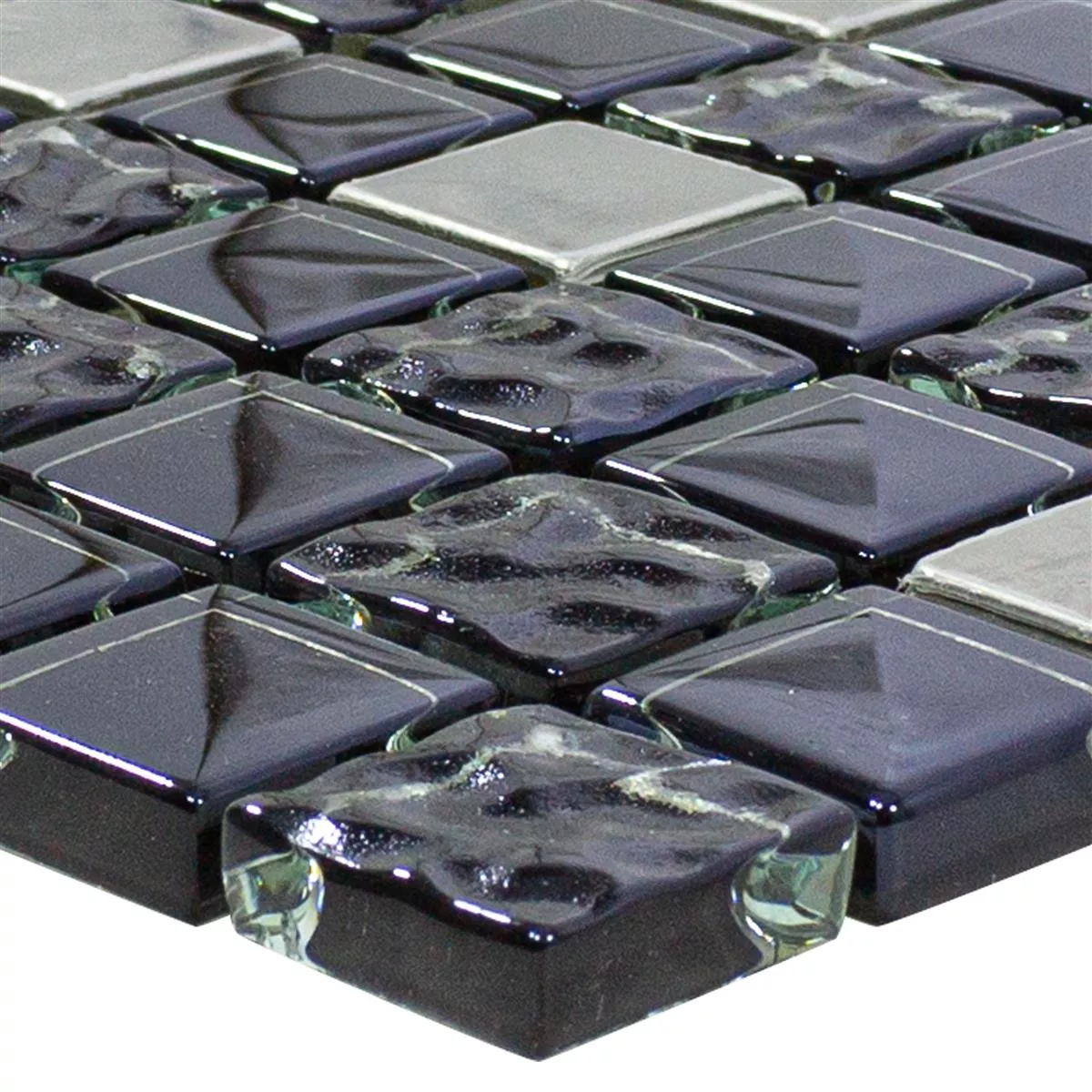 Mozaïektegel Glas Roestvrij Staal Blackriver Zwart Zilver Mix Mozaïektegel Glas Roestvrij Staal Blackriver Zwart Zilver Mix