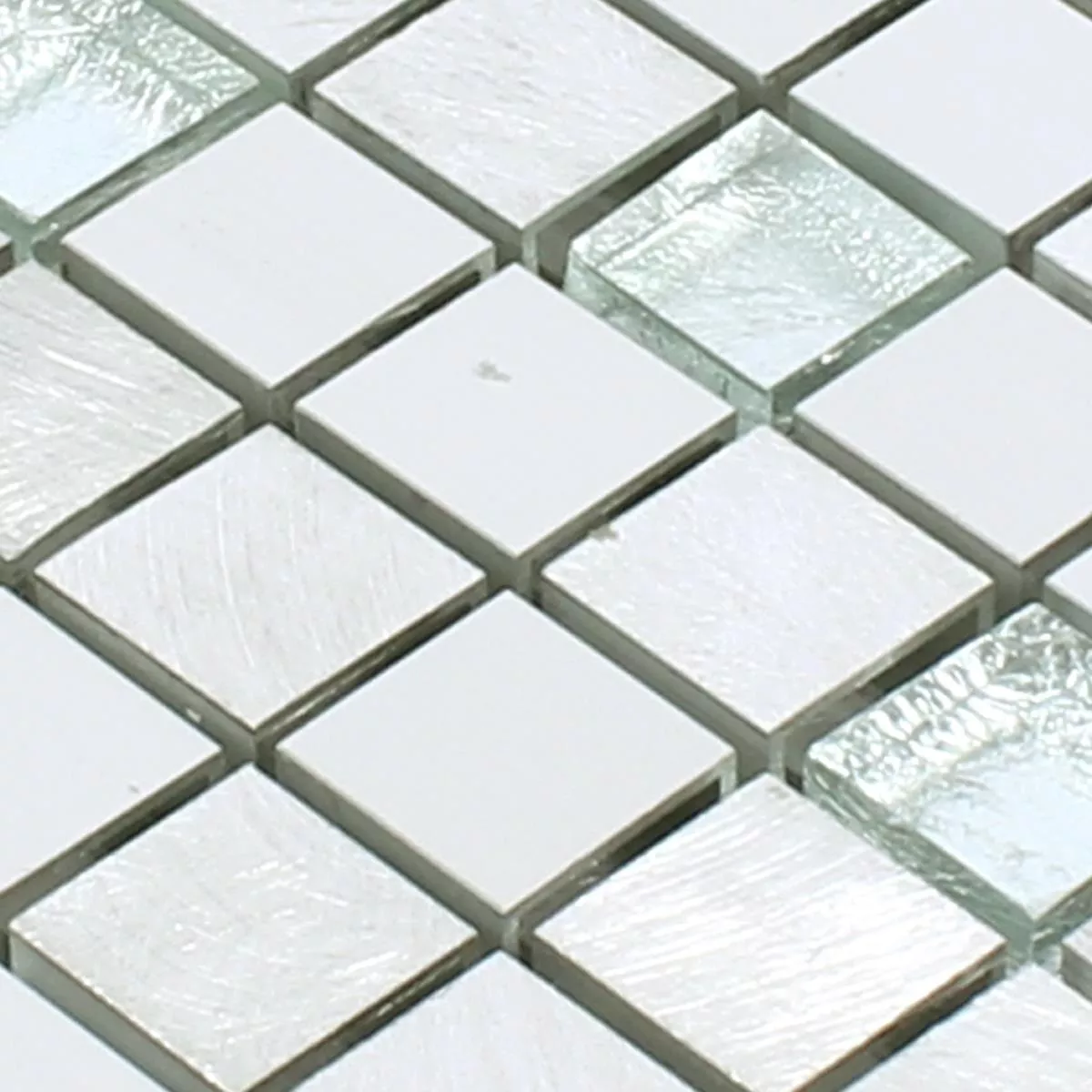 Sample Mozaïektegel Lissabon Aluminium Glas Mix Zilver