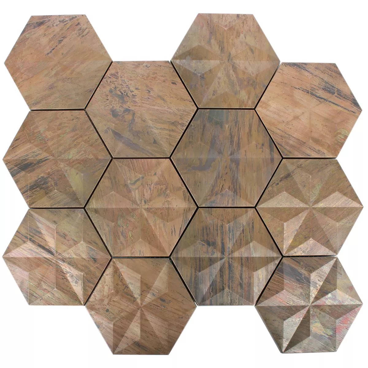 Échantillon Métal Cuivre Mosaïque Carrelage Myron Hexagone 3D