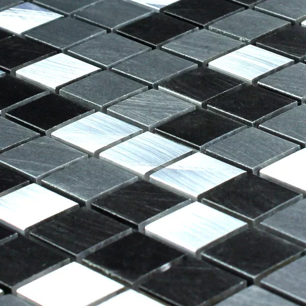 Mosaïque Aluminium Noir Argent 15x15x8mm