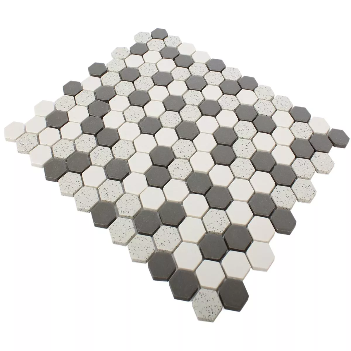 Sample Keramiek Mozaïektegels Monforte Hexagon Zwart Grijs
