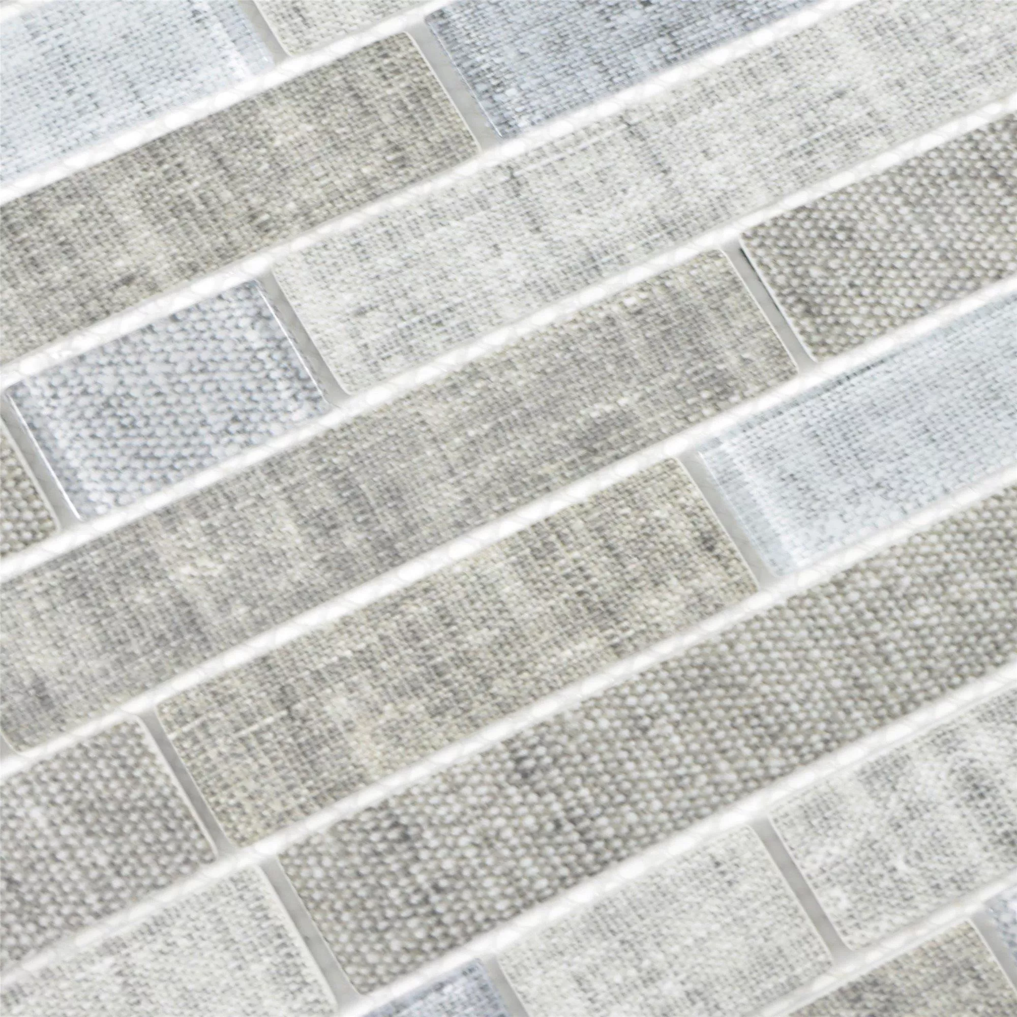 Mosaïque En Verre Carrelage Lyonel Textile Optique Brick Gris